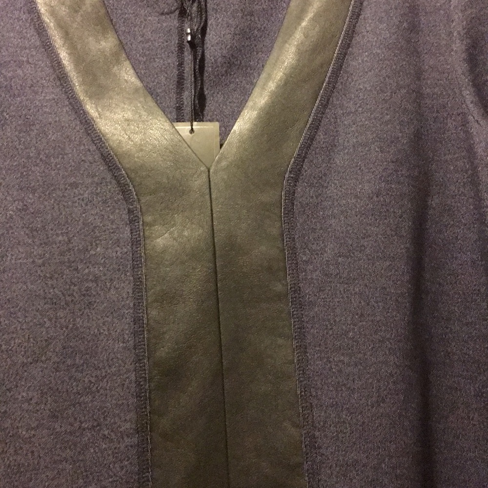 BCBG Ladies denim look dress w/faux leather trim